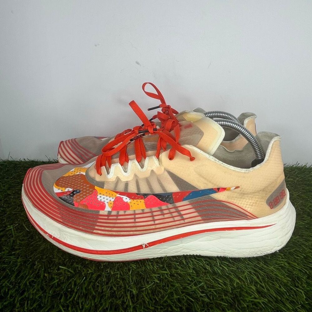 Nike Zoom Fly SP Fast Men’s Size 12 Running Shoes Beige Orange Multi AV8074-800